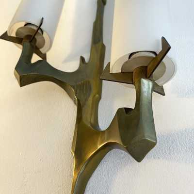 pair of gilded bronze sconces house arlus felix agostini france 1960 1970