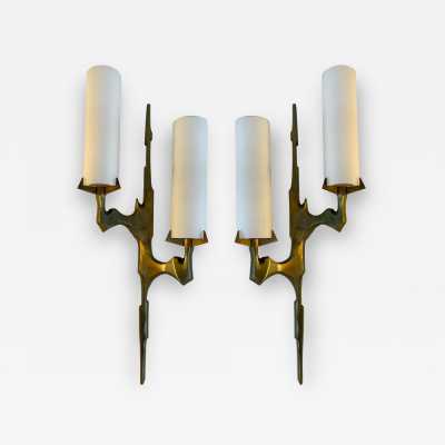 pair of gilded bronze sconces house arlus felix agostini france 1960 1970