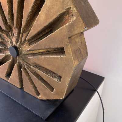 pair lamps sculpture gilded concrete bronze brass massimo lunari italy metal 1970
