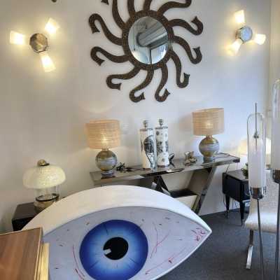 Pair of Helice glass and metal sconces. Italy 1990. in the style of Venini, La Murrina, Seguso, Carlo Aldo Nason, Poliarte, Esperia, Angelo Brotto, Stilnovo, Arteluce, Arredoluce, Artemide, Pierre Cardin, Lumi, Luci, Raak, Angelo Lelii, Francesco Bocola, Superstudio, Enrico Tronconi, Mario Bellini, Harvey Guzzini, Luigi Massoni, Martinelli, Fabio Lenci. lamps floor lamp chandelier suspension mid-century sconces