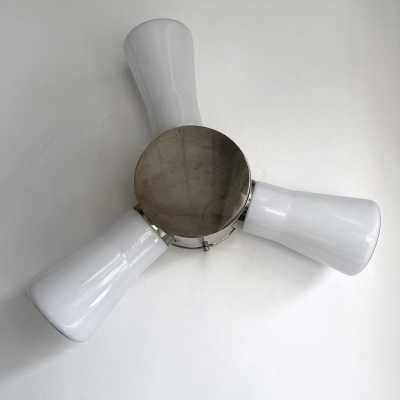 Pair of Helice glass and metal sconces. Italy 1990. in the style of Venini, La Murrina, Seguso, Carlo Aldo Nason, Poliarte, Esperia, Angelo Brotto, Stilnovo, Arteluce, Arredoluce, Artemide, Pierre Cardin, Lumi, Luci, Raak, Angelo Lelii, Francesco Bocola, Superstudio, Enrico Tronconi, Mario Bellini, Harvey Guzzini, Luigi Massoni, Martinelli, Fabio Lenci. lamps floor lamp chandelier suspension mid-century sconces