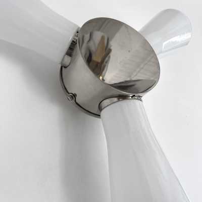 Pair of Helice glass and metal sconces. Italy 1990. in the style of Venini, La Murrina, Seguso, Carlo Aldo Nason, Poliarte, Esperia, Angelo Brotto, Stilnovo, Arteluce, Arredoluce, Artemide, Pierre Cardin, Lumi, Luci, Raak, Angelo Lelii, Francesco Bocola, Superstudio, Enrico Tronconi, Mario Bellini, Harvey Guzzini, Luigi Massoni, Martinelli, Fabio Lenci. lamps floor lamp chandelier suspension mid-century sconces