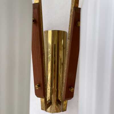 wall lights pair brass wood opal murano glass stilnovo arredoluce arteluce italy 1950 1960