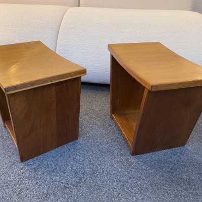 pair wooden trapeze stools osvaldo borsani italy 1960 1950