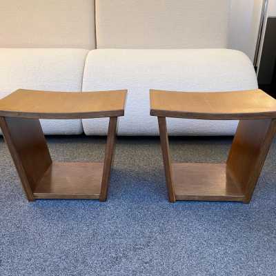 pair wooden trapeze stools osvaldo borsani italy 1960 1950