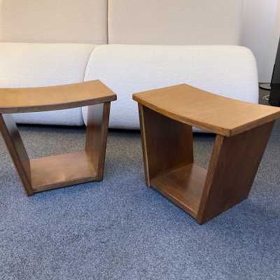 pair wooden trapeze stools osvaldo borsani italy 1960 1950