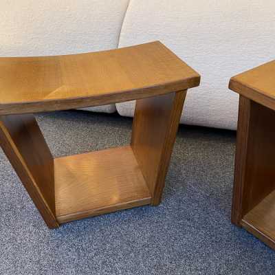 pair wooden trapeze stools osvaldo borsani italy 1960 1950