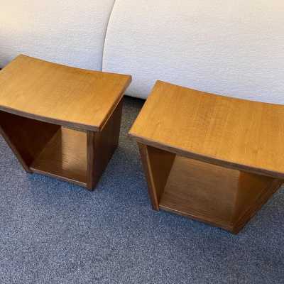 pair wooden trapeze stools osvaldo borsani italy 1960 1950