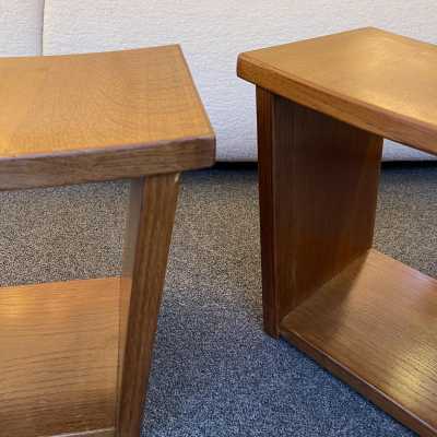 pair wooden trapeze stools osvaldo borsani italy 1960 1950