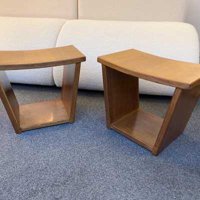 pair wooden trapeze stools osvaldo borsani italy 1960 1950