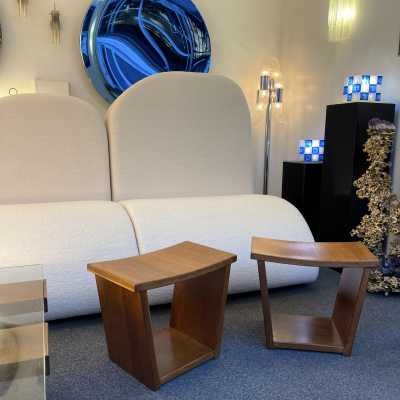 pair wooden trapeze stools osvaldo borsani italy 1960 1950