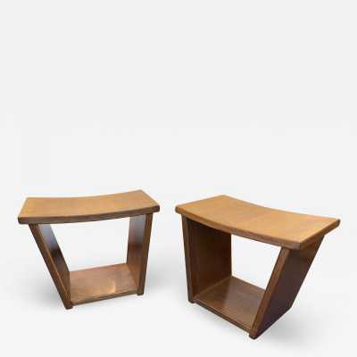 pair wooden trapeze stools osvaldo borsani italy 1960 1950