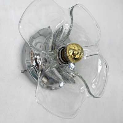 wall lights pair lamps murano glass metal brass italy 1970
