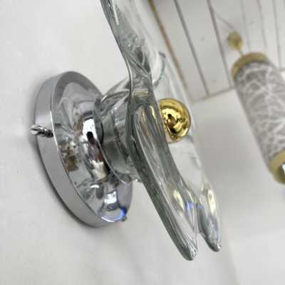wall lights pair lamps murano glass metal brass italy 1970