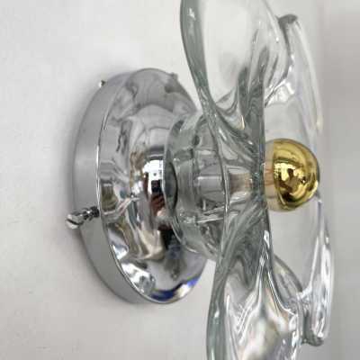 wall lights pair lamps murano glass metal brass italy 1970