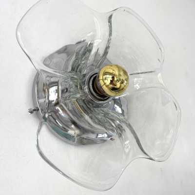 wall lights pair lamps murano glass metal brass italy 1970