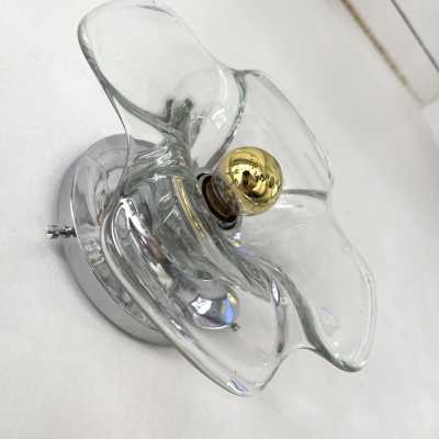 wall lights pair lamps murano glass metal brass italy 1970