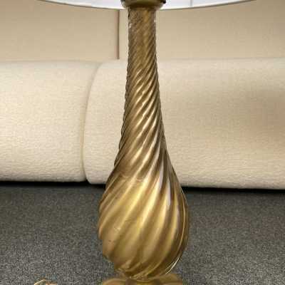 pair lamps murano golden glass brass bronze venini italy 1960 1970