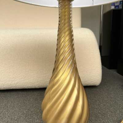 pair lamps murano golden glass brass bronze venini italy 1960 1970