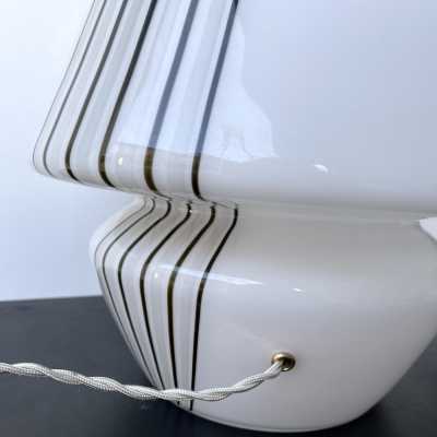 Pair of striped murano glass table lamps. Italy 1970. in the style of Venini, Vistosi, Veronese, La Murrina, Stilux, Aldo Carlo Nason, Stilnovo, Joe Colombo, Arteluce, Arredoluce, Italian design Lumi, Luci, Rggiani, Sciolari, Werner Pantone, Luigi Colani, Raak, Angelo Lelii, Angelo Brotto, Esperia, Francesco Bocola, Superstudio, Enrico Tronconi, Mario Bellini, Harvey Guzzini, Luigi Massoni, Martinelli, Pierre Cardin, Fabio Lenci, Gio Ponti. brass mid-century floor lamp