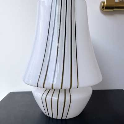 Pair of striped murano glass table lamps. Italy 1970. in the style of Venini, Vistosi, Veronese, La Murrina, Stilux, Aldo Carlo Nason, Stilnovo, Joe Colombo, Arteluce, Arredoluce, Italian design Lumi, Luci, Rggiani, Sciolari, Werner Pantone, Luigi Colani, Raak, Angelo Lelii, Angelo Brotto, Esperia, Francesco Bocola, Superstudio, Enrico Tronconi, Mario Bellini, Harvey Guzzini, Luigi Massoni, Martinelli, Pierre Cardin, Fabio Lenci, Gio Ponti. brass mid-century floor lamp