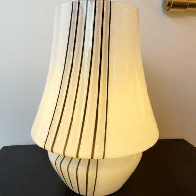 Pair of striped murano glass table lamps. Italy 1970. in the style of Venini, Vistosi, Veronese, La Murrina, Stilux, Aldo Carlo Nason, Stilnovo, Joe Colombo, Arteluce, Arredoluce, Italian design Lumi, Luci, Rggiani, Sciolari, Werner Pantone, Luigi Colani, Raak, Angelo Lelii, Angelo Brotto, Esperia, Francesco Bocola, Superstudio, Enrico Tronconi, Mario Bellini, Harvey Guzzini, Luigi Massoni, Martinelli, Pierre Cardin, Fabio Lenci, Gio Ponti. brass mid-century floor lamp