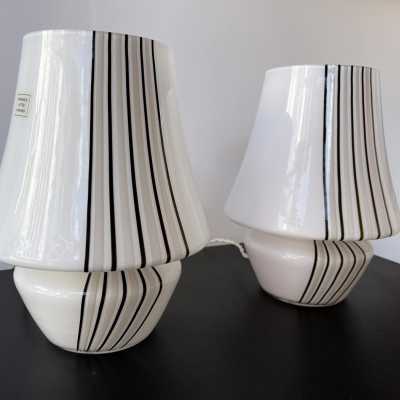 Pair of striped Murano glass lamps. Italy 1970. in the style of Venini, Vistosi, Veronese, La Murrina, Stilux, Aldo Carlo Nason, Stilnovo, Joe Colombo, Arteluce, Arredoluce, Italian design Lumi, Luci, Rggiani, Sciolari, Werner Pantone, Luigi Colani, Raak, Angelo Lelii, Angelo Brotto, Esperia, Francesco Bocola, Superstudio, Enrico Tronconi, Mario Bellini, Harvey Guzzini, Luigi Massoni, Martinelli, Pierre Cardin, Fabio Lenci, Gio Ponti. mid-century floor lamp chandelier sconces