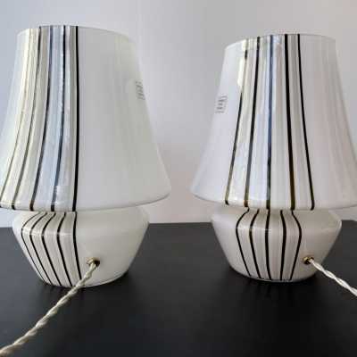 Pair of striped Murano glass lamps. Italy 1970. in the style of Venini, Vistosi, Veronese, La Murrina, Stilux, Aldo Carlo Nason, Stilnovo, Joe Colombo, Arteluce, Arredoluce, Italian design Lumi, Luci, Rggiani, Sciolari, Werner Pantone, Luigi Colani, Raak, Angelo Lelii, Angelo Brotto, Esperia, Francesco Bocola, Superstudio, Enrico Tronconi, Mario Bellini, Harvey Guzzini, Luigi Massoni, Martinelli, Pierre Cardin, Fabio Lenci, Gio Ponti. mid-century floor lamp chandelier sconces