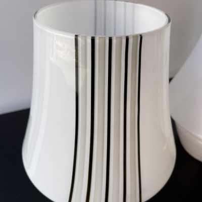 Pair of striped Murano glass lamps. Italy 1970. in the style of Venini, Vistosi, Veronese, La Murrina, Stilux, Aldo Carlo Nason, Stilnovo, Joe Colombo, Arteluce, Arredoluce, Italian design Lumi, Luci, Rggiani, Sciolari, Werner Pantone, Luigi Colani, Raak, Angelo Lelii, Angelo Brotto, Esperia, Francesco Bocola, Superstudio, Enrico Tronconi, Mario Bellini, Harvey Guzzini, Luigi Massoni, Martinelli, Pierre Cardin, Fabio Lenci, Gio Ponti. mid-century floor lamp chandelier sconces