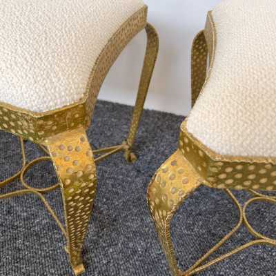 stools pair wrought iron gilt gold leaf pier luigi colli italy 1950 1940 1960 brass