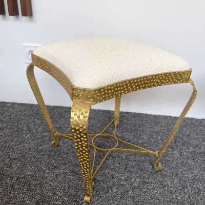 stools pair wrought iron gilt gold leaf pier luigi colli italy 1950 1940 1960 brass