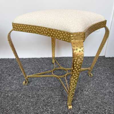 stools pair wrought iron gilt gold leaf pier luigi colli italy 1950 1940 1960 brass