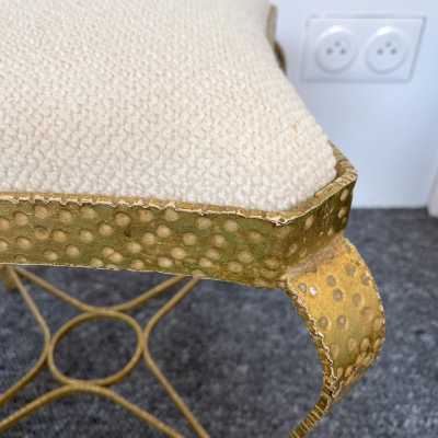 stools pair wrought iron gilt gold leaf pier luigi colli italy 1950 1940 1960 brass