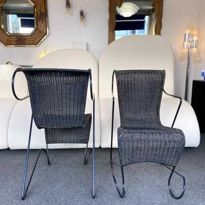 ron arad driade zigo chairs armchairs bridge metal rattan italy 1990 1980