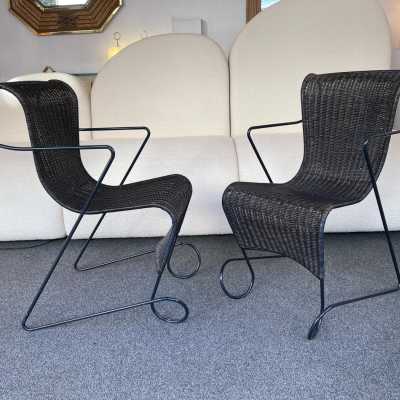 ron arad driade zigo chairs armchairs bridge metal rattan italy 1990 1980