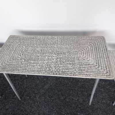 Set of 3 coffee tables and side tables in cast iron. Italy 1990 Garouste and Bonetti, Hubert Le Gall, Waiting for the Barbarians 1980