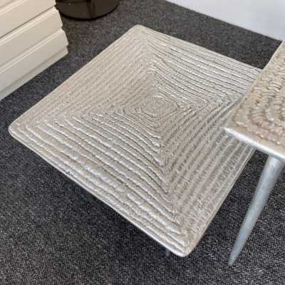 Set of 3 coffee tables and side tables in cast iron. Italy 1990 Garouste and Bonetti, Hubert Le Gall, Waiting for the Barbarians 1980