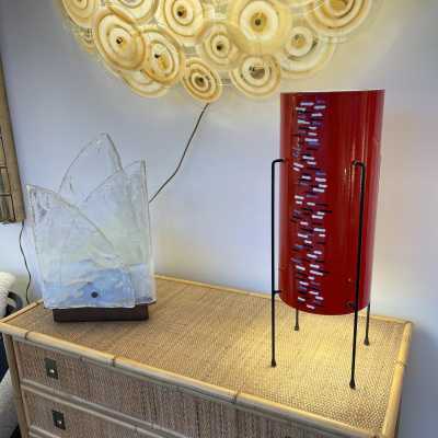 enamelled metal lamp siva poggibonsi italy 1950 1960 brass