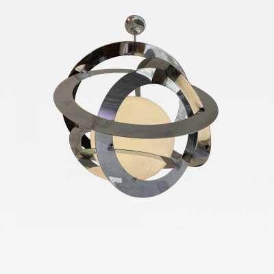 Space age saturn chandelier or suspension in chromed metal and opaline Murano glass. Italy 1970. in the style of Venini, Vistosi, Veronese, La Murrina, Stilux, Aldo Carlo Nason, Stilnovo, Joe Colombo, Arteluce, Arredoluce, Lumi, Luci, Rggiani, Sciolari, Werner Pantone, Luigi Colani, Raak, Angelo Lelii, Angelo Brotto, Esperia, Francesco Bocola, Superstudio, Enrico Tronconi, Mario Bellini, Harvey Guzzini, Luigi Massoni, Martinelli, Pierre Cardin, Fabio Lenci, Gio Ponti. floor lamp sconces