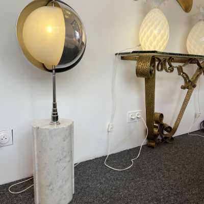 lampadaire lamp metal chrome methacrylate marble lumi luci italy stilnovo 1970