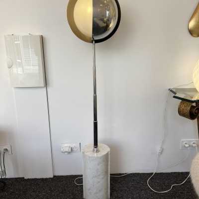lampadaire lamp metal chrome methacrylate marble lumi luci italy stilnovo 1970