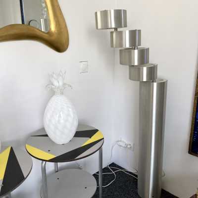 Floor lamp space age in stainless steel by Stilux Milano. Italy 1970 stilnovo lumi