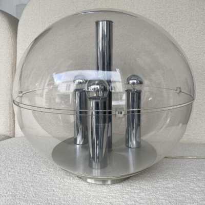 lamp plexiglass metal chrome stilux space age milano italy 1970