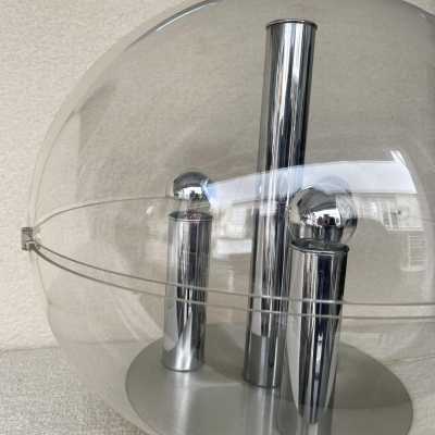 lamp plexiglass metal chrome stilux space age milano italy 1970