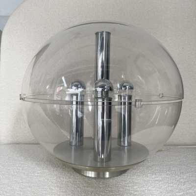 lamp plexiglass metal chrome stilux space age milano italy 1970