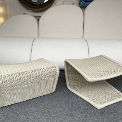 pair pouffes rattan stools tito agnoli bonacina italy 1970 1980