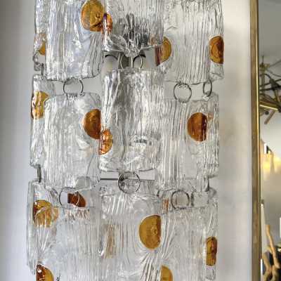 Pair of Murano glass and metal sconces by Toni Zuccheri for Mazzega. Italy 1970 chandelier lamps Carlo Aldo Nason venini vistosi la murrina