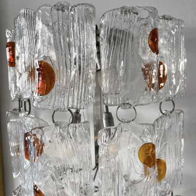 Pair of Murano glass and metal sconces by Toni Zuccheri for Mazzega. Italy 1970 chandelier lamps Carlo Aldo Nason venini vistosi la murrina