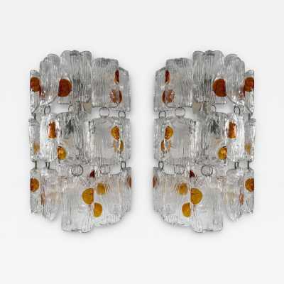 Pair of Murano glass and metal sconces by Toni Zuccheri for Mazzega. Italy 1970 chandelier lamps Carlo Aldo Nason venini vistosi la murrina