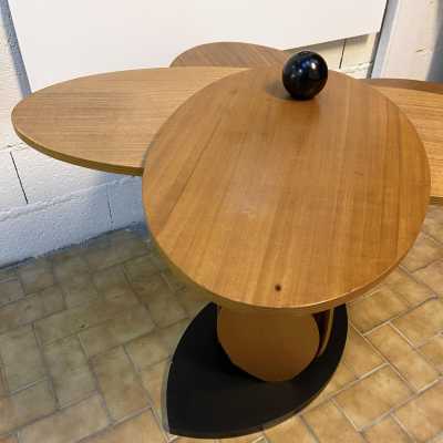 pedestal table flower wood metal italy 1980